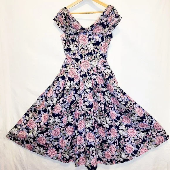 white christmas dresses The Abigail ~ stunning precious 80s Laura Ashley damask cotton maxi dr –  The Pansy Garden main image 1